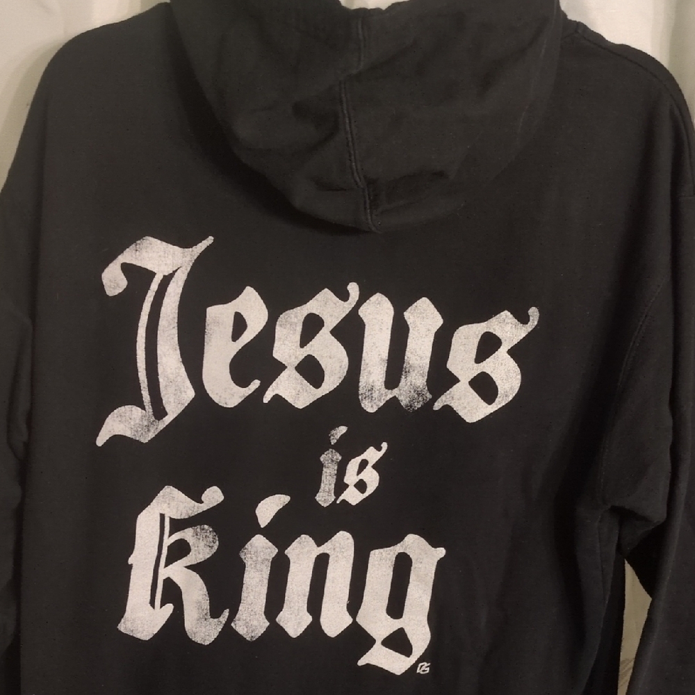 Men's Black Hoodie with 'Jesus is King' Design - Picture 4 of 5
